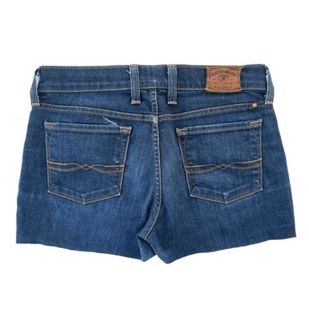 A1 Lucky Brand Denim Shorts Raw Hem Charlie Skinny 2000s Vintage 2/26